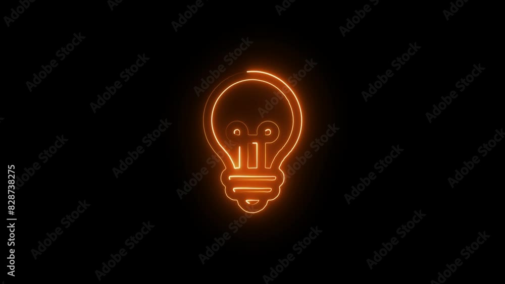 Bulb symbol icon animation. Energy idea, Electric neon bulb icon and black background. Bulb symbol icon animation. Energy idea, Electric neon bulb icon and black background.