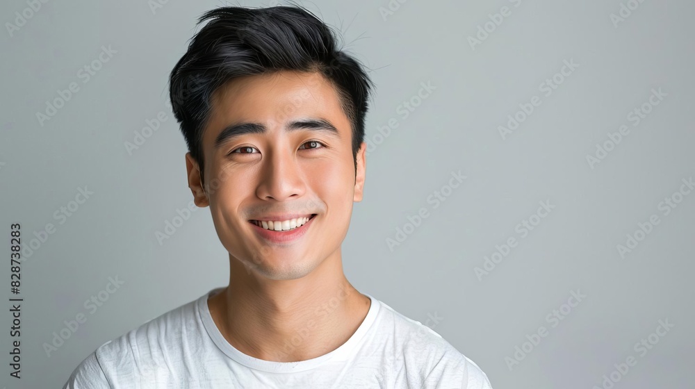 confident and handsome young asian man smiling against isolated background studio portrait confident and handsome young asian man smiling against isolated background studio portrait