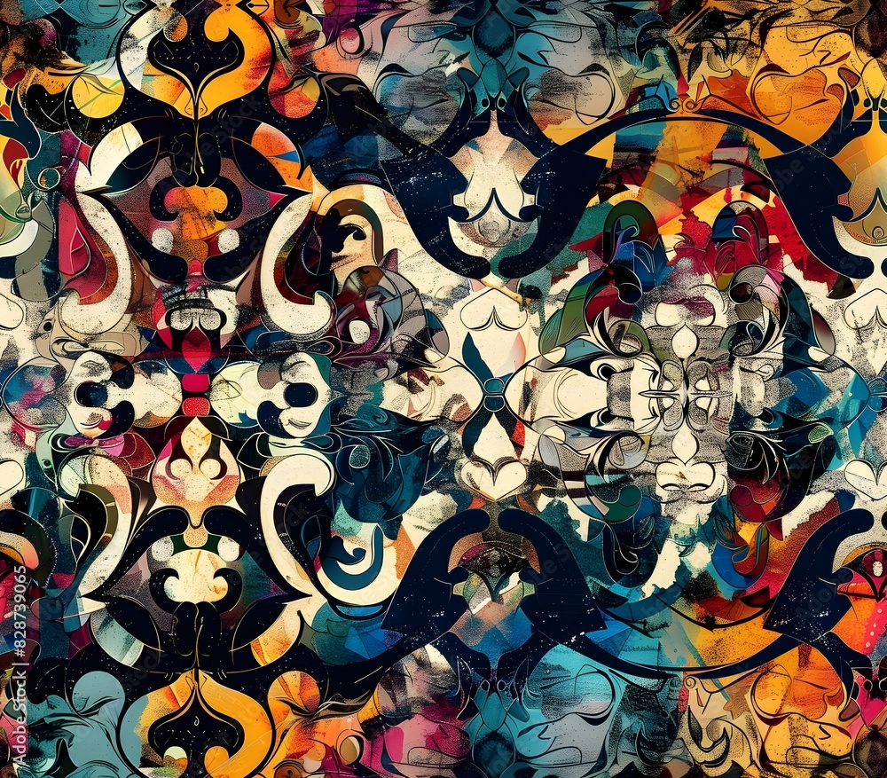 Obraz premium Ornate Baroque Meets Edgy Urban Graffiti in Arresting Digital Painting