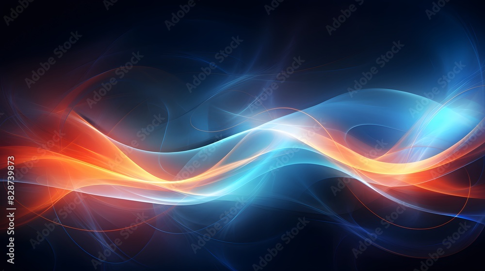 Obraz premium Two intertwined red and blue flames background. Digital art illustration. Generative AI.