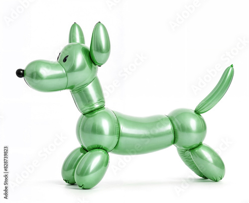 3d illustration render of a green balloon dog on a white background