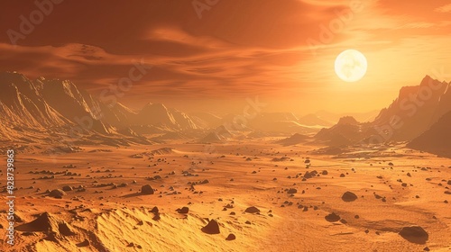 desolate and arid landscape of mars planet surface astronomy digital illustration