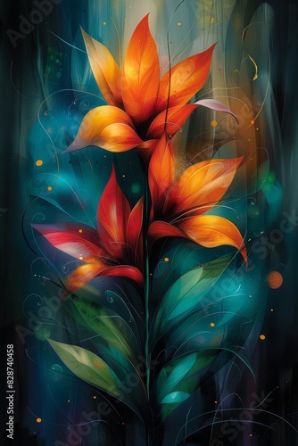 Elegant Painting of a Flower on Black Background