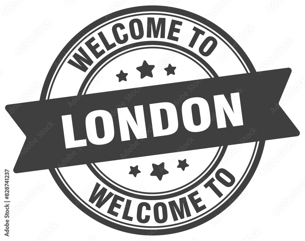 Welcome to London stamp. London round sign