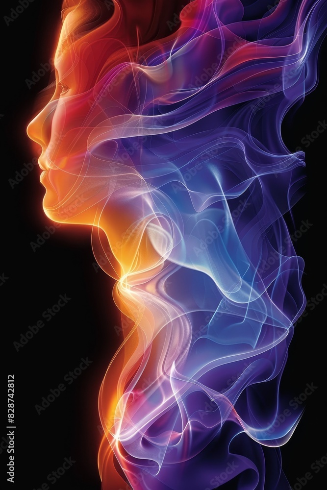 Womans Face With Colorful Smoke Womans Face With Colorful Smoke