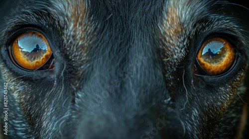 animal portrait, close-up of wise and loyal irish wolfhound dog eyes against a stunning natural background, showcasing their empathy and dedication