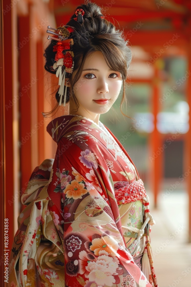 Maiko in Kyoto in a Traditional Kimono