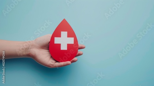 A Hand Holding Red Cross photo