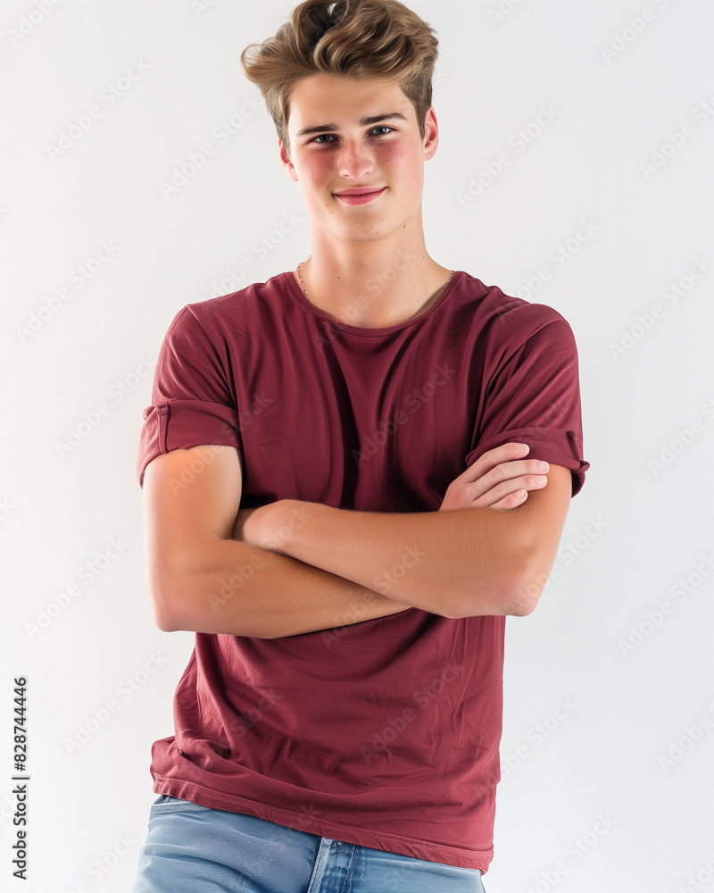 portrait of a young man standing with his arms folded portrait of a young man standing with his arms folded