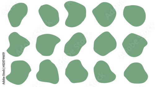 15 Modern light army liquid irregular blob shapes abstract. elements graphic flat style. fluid design illustration stock
