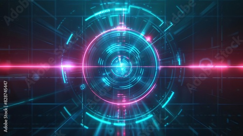 futuristic techglow bullseye interface for precision targeting neon digital art