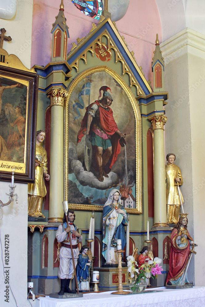 Saint Florian altar in the parish church of Saint Mary Magdalene in Prilisce, Croatia Saint Florian altar in the parish church of Saint Mary Magdalene in Prilisce, Croatia