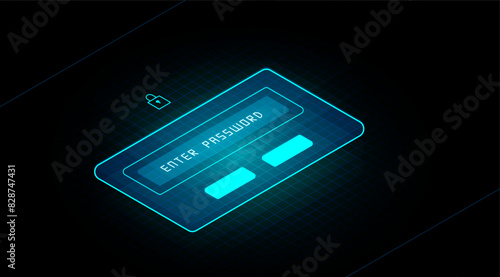 Enter password abstract frame technology futuristic hud modern digital design.