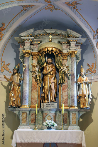 Altar of Saint Roch in the parish church of the Immaculate Conception in Mace, Croatia photo