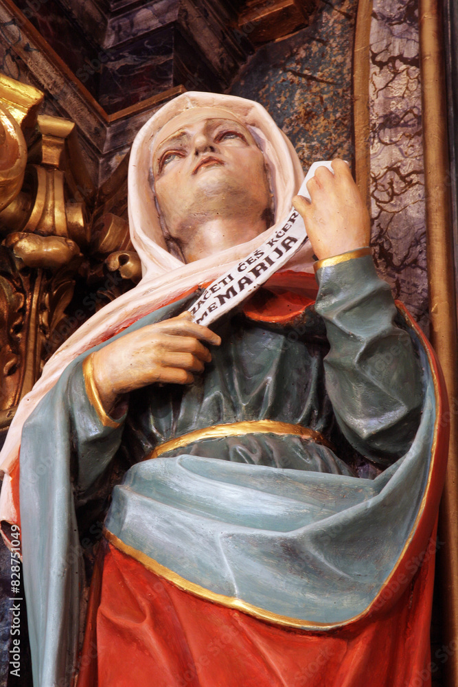 Fototapeta premium Saint Anne, statue on the main altar in the parish church of the Immaculate Conception in Mace, Croatia