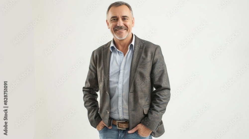 © darshika - Middle aged businessman in casual business attire  happy and smiling.