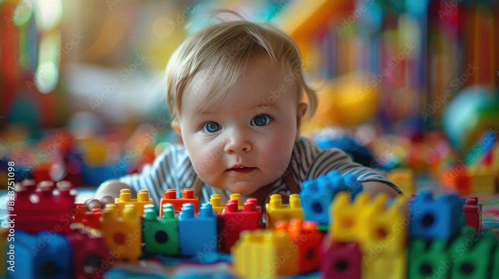 cute baby playing with toy on the floor at home cute baby playing with toy on the floor at home
