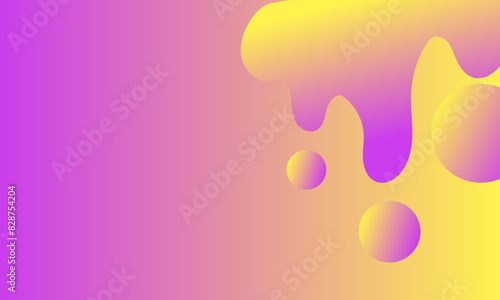 abstract background with flowing drops of purple and yellow and yellow colors Vector illustration