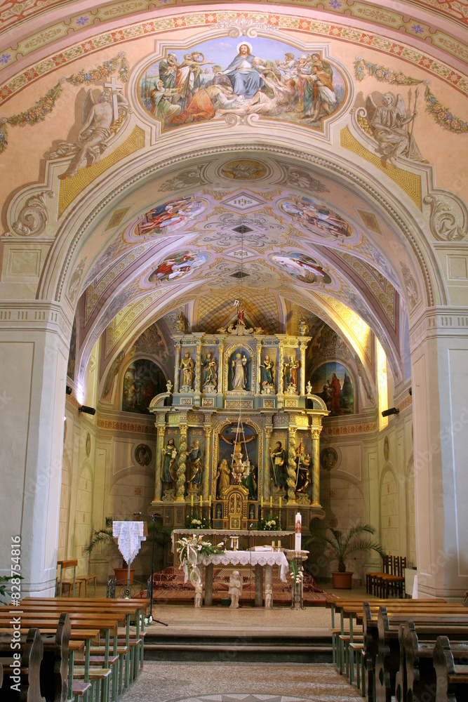 High altar in the Parish Church of Exaltation of the Holy Cross in Kriz, Croatia