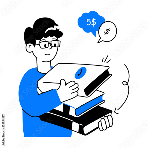Check out doodle mini illustration of purchasing books 