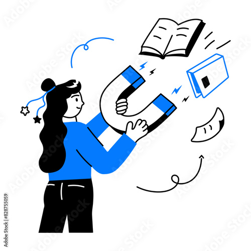 Editable doodle mini illustration of an engaging story 