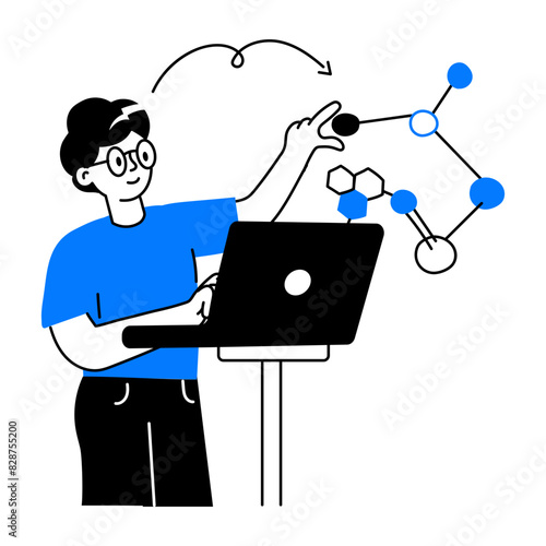 Trendy doodle mini illustration of chemistry knowledge 