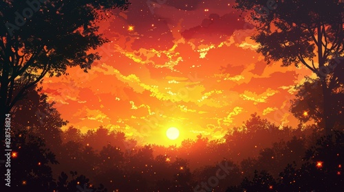 Sunset Serene Forest