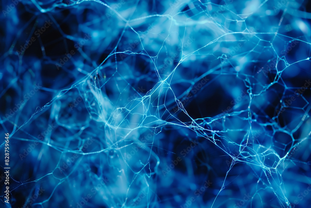 A blue and white image of a web of blue and white lines A blue and white image of a web of blue and white lines