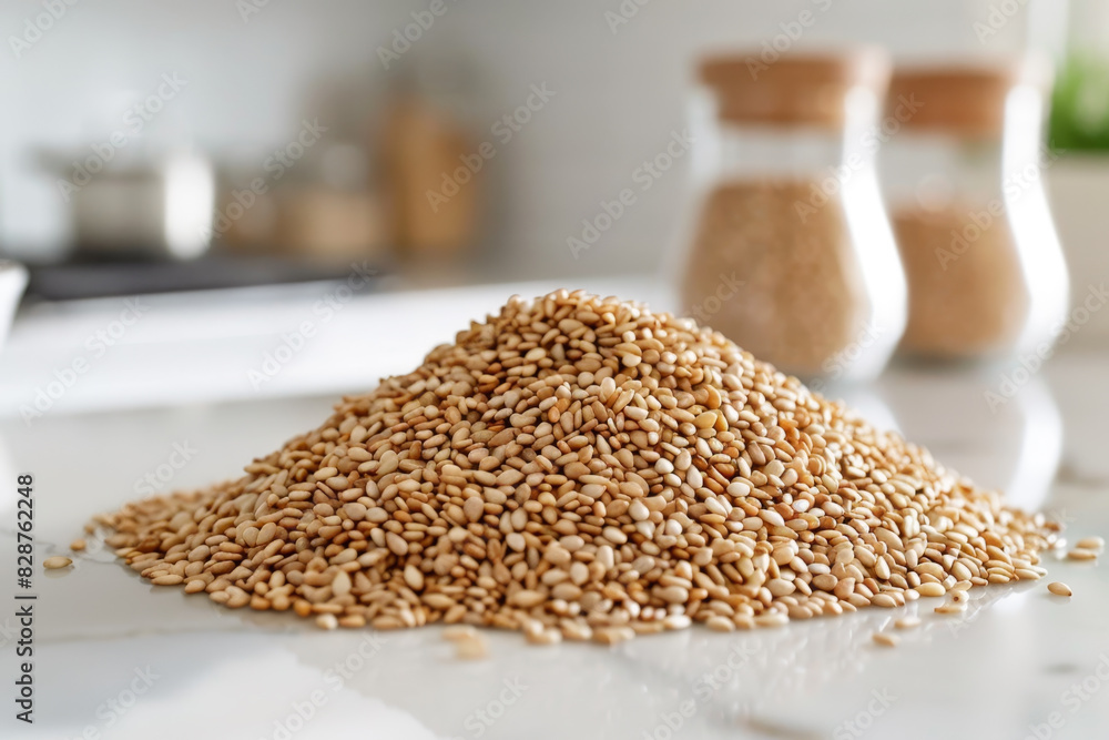 Obraz premium A pile of sesame seeds on a counter