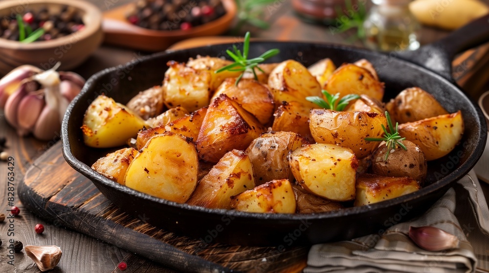 Pan fried potatoes. Potatoes meal in a bowl. Pan fried potatoes. Potatoes meal in a bowl.