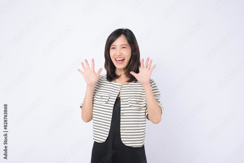 Asian woman isolated on white studio background Asian woman isolated on white studio background
