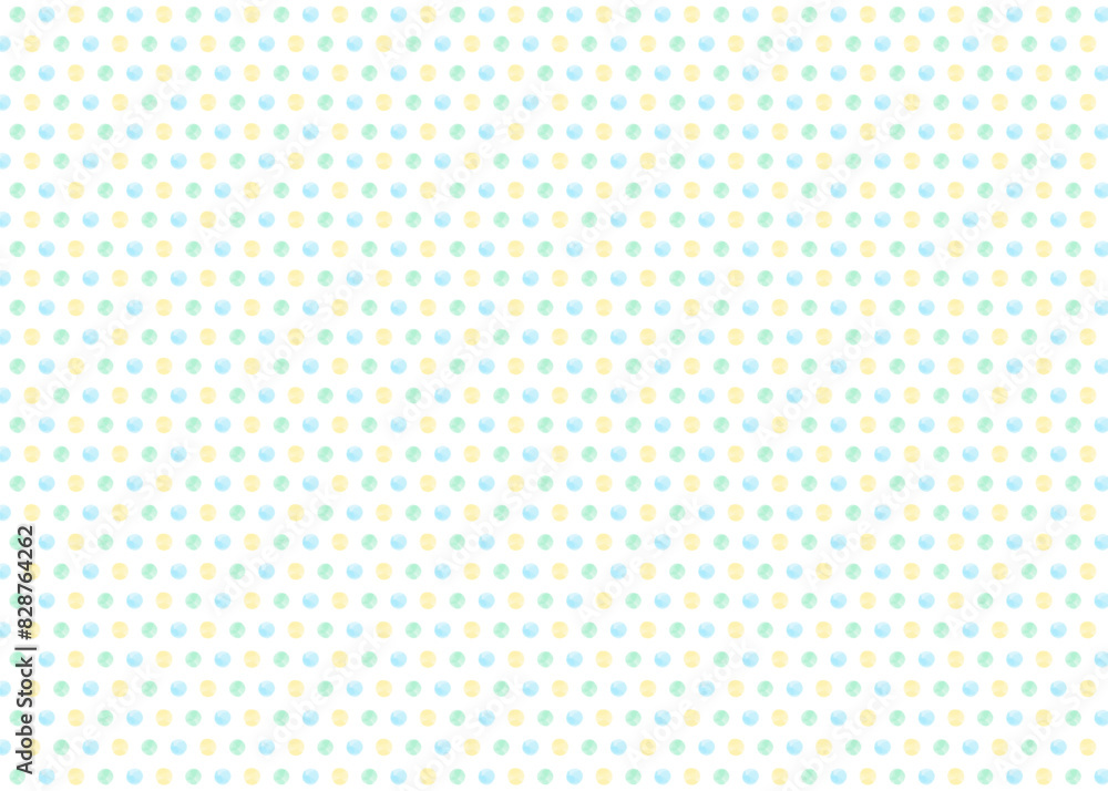 手書きのドットのパターン、水彩カラー、夏の配色 手書きのドットのパターン、水彩カラー、夏の配色