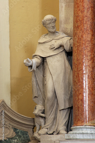 St. Dominic, statue on the altar of Our Lady of the Rosary in the parish church of St. Sylvester Pope in Kanfanar, Croatia photo