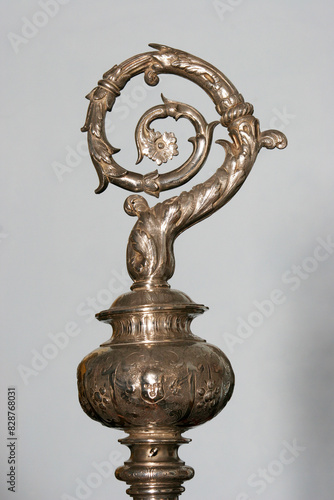 Catholic Bishop's Staff In the Abbot's treasury in the Saint Mark Church in Korcula, Korcula island, Croatia