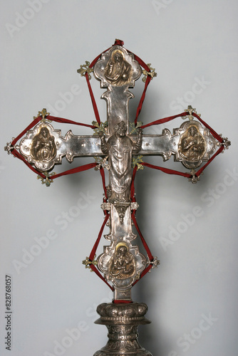 Cross from the 16th century In the Abbot's treasury in the Saint Mark Church in Korcula, Korcula island, Croatia photo
