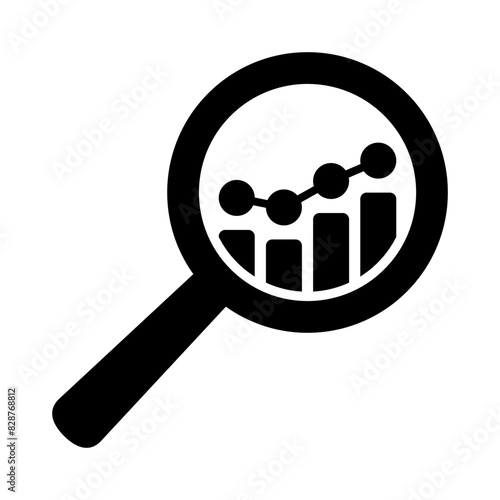 Analytic icons - magnifying glasses with bar chart icons, analysis icon.