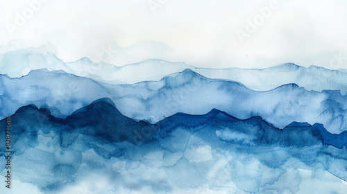 Serene blue watercolor gradients merging to form a tranquil abstract scene.