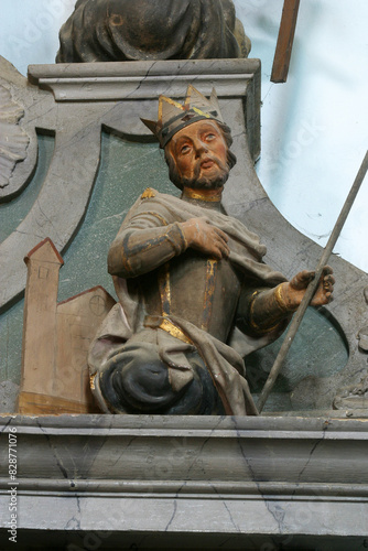 Statue of the saint on the altar of St. Francis of Assisi in the church of St. Catherine of Alexandria in Krapina, Croatia photo