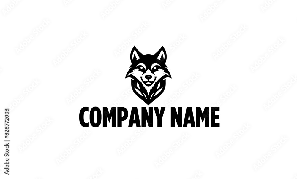 Cute Fox Mascot Logo Design in Black And White
