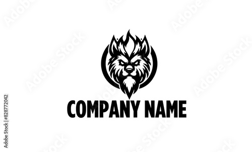 Angry Wold Mascot Logo Design in Black and White