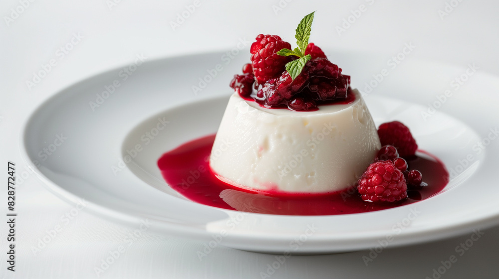 Refined Panna Cotta with Berry Compote and Mint Refined Panna Cotta with Berry Compote and Mint