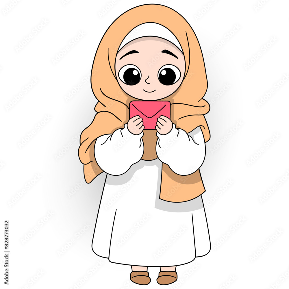 beautiful woman wearing a hijab holding a letter to a man beautiful woman wearing a hijab holding a letter to a man