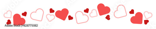 Red header red heart shape love banner border Illustration vector