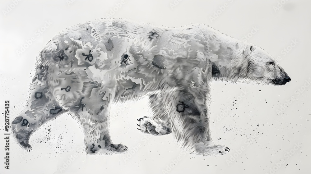Fototapeta premium Pointillism of Polar Bear with Ice breath