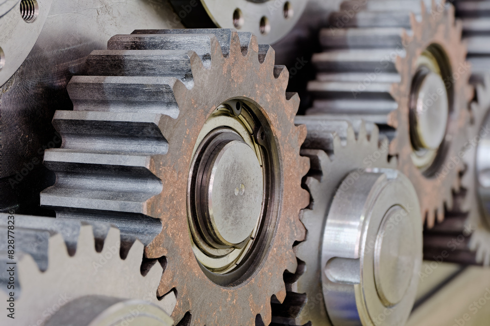 Group of pinions, part of gear box or servo mechanism Group of pinions, part of gear box or servo mechanism