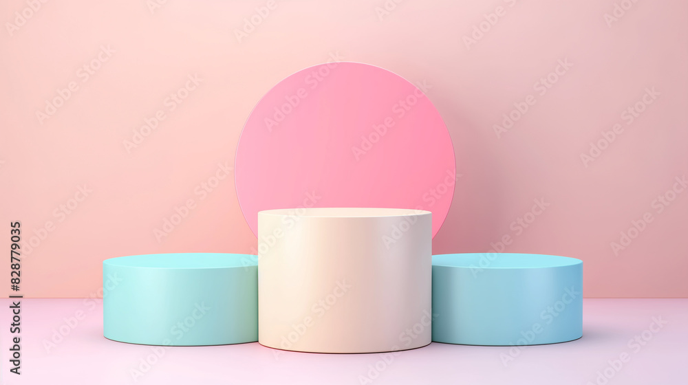 パステルカラーの台座背景素材