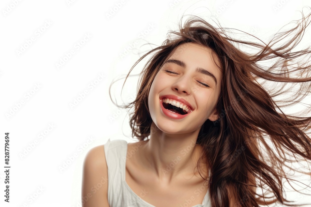 Beautiful and happy woman isolated over white background Beautiful and happy woman isolated over white background