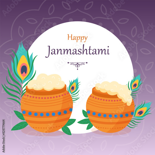 Happy Krishna Janmashtani vector illustration