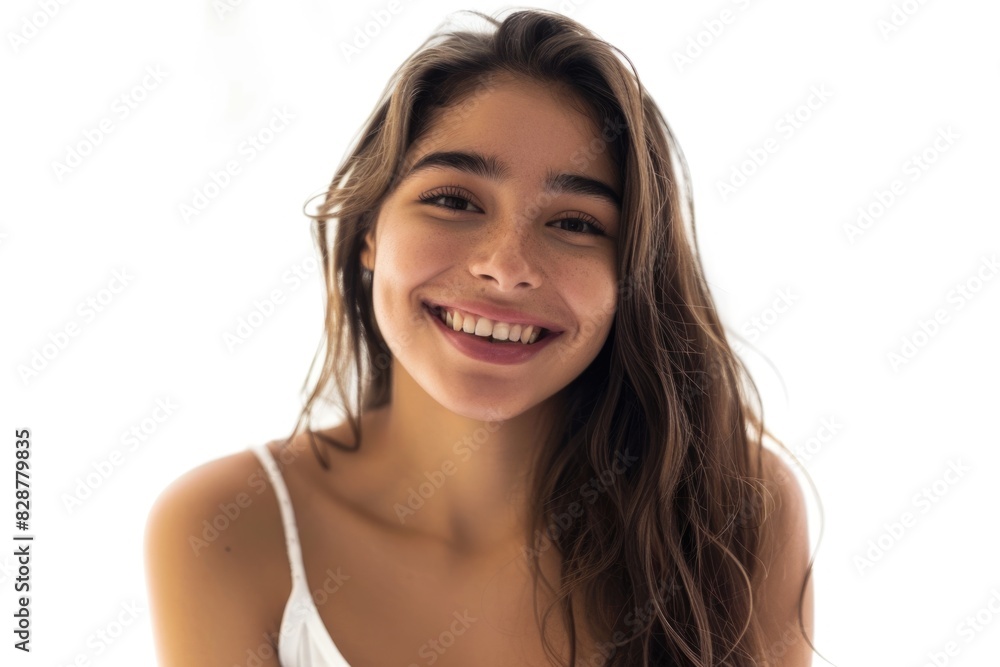 Beautiful latin woman smiling âà à isolated over a white background Beautiful latin woman smiling âà à isolated over a white background