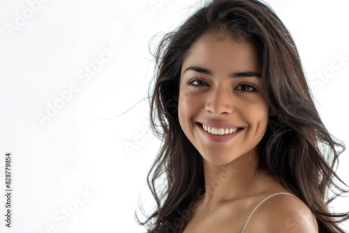 Beautiful latin woman smiling ÃÂ¢Ã Ã isolated over a white background